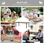 Outsunny 75" x 35" Outdoor Dining Table for 8 People, Rectangular Aluminum Frame Garden Table with All-Weather Faux Wood Top for Garden, Lawn, Patio, Natural