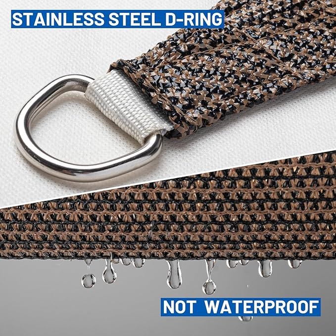 SUNLAX Sun Shade Sail 9' x 18' Brown Rectangle Canopy Sail Shade Cover UV Block Permeable Sunshade Outdoor for Patio Backyard Deck Pergola (We Make Custom Size)