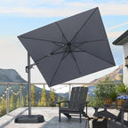 PURPLE LEAF 8' X 8' Tilting Patio Umbrella with Base Outdoor Cantilever Swivel Square Umbrella with Tilt Aluminum Offset Umbrella with 360-degree Rotation for Garden Deck Pool Patio Light Grey