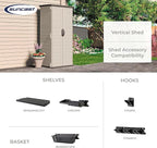 Suncast Vertical Outdoor Storage Shed with All-Weather Construction, Vanilla