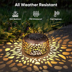 Solar Lanterns Outdoor Waterproof Decor: 2 Pack Red Copper Hollow Out Retro Metal Solar Lights - Unique Gardening Gifts for Women Mom - Outside Patio Porch Yard Tabletop Decorations 2 Lighting Modes