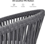 PURPLE LEAF 7 Pieces Longer Outdoor Dining Set with Patio Aluminium Dining Table and Wicker Chairs Modern Furniture Cushions Sets for Backyard Indoor Decor Kitchen Gray