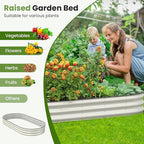 Galvanized Raised Garden Bed 8x4x1 FT, Oval Metal Raised Garden Bed Outdoor Planter Box with Open Bottom, Rust-Resistant Steel Garden Bed for Vegetables Herbs Flowers, Easy Assembly