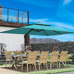 10x13FT Cantilever Outdoor Patio Umbrellas, Double Top Large Rectangle Umbrella, Heavy Duty 360° Rotation Offset Outdoor Sun Shade Umbrella for Garden Deck Pool Backyard Patio, Turquoise