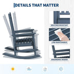 HDPE Rocking Chair Outdoor- Poly High Back Porch Rocker Chairs for Adults - All Weather Resistant Furniture for Patio Front Porch - Navy Blue