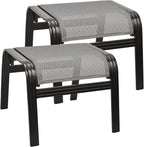 Outdoor Patio Ottoman Seat Textilene Portable Metal Footstool Portable Footrest Patio Chairs 2 Set Grey