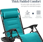 Best Choice Products Oversized Padded Zero Gravity Chair, Folding Outdoor Patio Recliner, XL Anti Gravity Lounger for Backyard w/Headrest, Cup Holder, Side Tray, Polyester Mesh - Peacock Blue