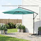 Outsunny 10 ft Offset Patio Umbrella with Cover, Round Hanging Cantilever Umbrella with 6-Position 360° Rotation, Crank Handle, Tilt, Cross Base, Heavy Duty Outdoor Umbrella for Garden