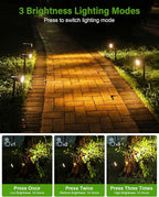 Solar SpotLights Outdoor Waterproof, Solar Lights Outdoor IP65 Waterproof, 3 Brightness Modes Dusk to Dawn Solar Landscape Lights for Yard Garden Pathway Tree Decoration, Warm White, 2 Pack
