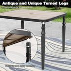 NUU GARDEN 37" Square Outdoor Dining Table, Metal Dining Table with Umbrella Hole, Wood-Grain Tabletop, Weather-Resistant for Garden, Backyard, Deck, Lawn