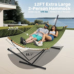 SUPERJARE Curved-Bar Hammock with Stand, 2 Person Heavy Duty Hammock Frame, Detachable Pillow & Portable Carrying Bag, Perfect for Outdoor & Indoor, Spring Green