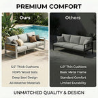 ZANDOR Outdoor Aluminum Patio Furniture - 1 Pcs 3-Seat, All-Weather Metal Modern Outside Sofa with Washable Thick Cushion for Garden/Backyard/Porch, Silver