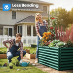 Quictent Galvanized Raised Garden Bed Metal Planter Box Bottomless for Backyard Outdoor, Include 1 pc Tomato Cage, Dark Green, 6x3x2 Ft