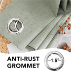 H.VERSAILTEX Primitive Linen Curtains 100% Blackout Curtain Drapes Burlap Fabric Curtains with White Thermal Insulated Liner, Grommet Top Drapes Living Room/Bedroom (2 Panels, 42 x 63 Inch, Sage)