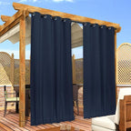 NICETOWN 2 Panels Outdoor Curtains Waterproof for Patio, Thermal Insulated Top & Bottom Grommet & Back Tab Light Blocking Outdoor Drapes, Windproof with Bouns Rope, W52 x L120, Navy Blue