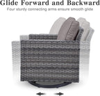 Belord 6 Piece Outdoor Furniture Patio Wicker Sofa Set, Oversize Outdoor Swivel Rocker Chairs with Rattan Ottomans, Conversation Sets Patio Furniture Come with Removable Washable Cushion Grey