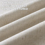 H.VERSAILTEX Linen Curtains 100% Blackout Curtains for Bedroom 102 inch Long Full Light Blocking Nature Linen Blended Window Curtains for Living Room Nickel Grommet (2 Panels, Heathered Linen)