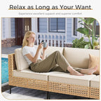 ABCASA Patio Furniture Set, 110" Large 9-Piece Wicker Outdoor Patio Furniture Sets with Anti-Slip Cushions & Coffee Table,Boho Patio Conversation Set Sectional Sofa for Backyard,Porch,Deck,Beige