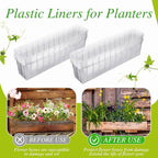 Domensi 25 Pcs Plastic Liners for Planters Planter Box Liner Clear Rectangular Plastic Window Flower Box 16.2" l x 3" W x 3.5" H for Indoor Outdoor