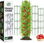 Halatool 63 Inch Tomato Cages, 4 Pack Adiustable Plant Cages Assembled Tomato Garden Cages Stakes Vegetable Support Trellis with 120 Feet Twist Tie, Snap-On for Vertical Climbing Plants
