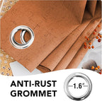 H.VERSAILTEX Linen Blackout Curtains Durable Thick Textured Linen Look 100% Blackout Patio Door Curtain Anti Rust Grommet Extra Wide Sliding Door Curtain Panel, Orange, W100 x L96 inch