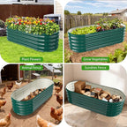 17" Tall Outdoor Garden Raised Garden Bed Kits,5ft X 2ft Oval,0.8MM Thick Metal Raised Planter Bed/Ground Planter Box for Variety of Flowers,Herbs,Vegetables (Dark Green, 60X24X16.5 Inches)