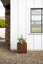 Veradek Corten Steel Series Cube Planter - Square Metal Planter for Outdoor Patio/Garden | Naturally Rusting Steel for All-Weather Use | Modern Rustic Décor for Trees, Flowers, Tall Trees