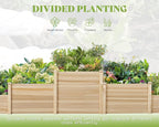 AMERLIFE 3-Tier Raised Garden Bed, 28 Inch Depth Fir Wood Planter Box for Outdoor Gardening with Dividers, Tool-Free Assembly, Garden Box, Ideal for Vegetables, Herbs, Flowers