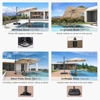 PURPLE LEAF 8' X 8' Patio Umbrella for Pool 7' High Offset Outdoor Cantilever Umbrella Swimming Pool Umbrella with 360°Rotation for Poolside Beige