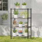 DUMOS 4-Tier Metal Wire Storage Shelves, Adjustable Standing Storage Rack Shelf, Heavy Duty Steel Shelving Unit Organizers for Kitchen Bathroom Pantry Garage, 23.3" W×13.4" D×47" H, Black