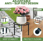 TOSKING 2-Pack Heavy Duty Metal Plant Stands - 10-inch Decorative Round Plant Stand, Adjustable Leveling Feet & Rust-Resistant Finish for Indoor/Outdoor Use