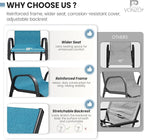Patio Dining Chairs Set of 4, Stackable Dining Chairs High Back, Breathable Seat Fabric and Alloy Steel Frame Fit Backyard, Porch, Lawn，Poolside (Sky Blue)