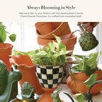 MACKENZIE-CHILDS Flowerpot, Decorative Garden Pot for Growing Plants, Black-and-White Courtly Check