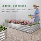 8×2×1FT(2PCS) Galvanized Raised Garden Bed Kit, Metal Planter Boxes，Large Outdoor Planters Garden for Planting Vegetables,Flowers,Herbs -Silver