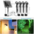 MEIHUA Solar Spot Lights Outdoor Color Changing, 4 in 1 Landscape Lighting RGB Spotlights with Remote Control, IP66 Waterproof Solar Lights Outdoor Garden for Pathway Yard Pool Tree