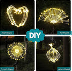 JJGoo Solar Firework Lights, 2 Pack 150 LEDs 2 Lighting Modes Solar Lights Outdoor Waterproof for Garden Patio Walkway Pathway Party Wedding Christmas Decorative - Warm White