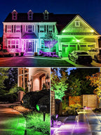 ZUCKEO All-in-One RGB Low Voltage Landscape Lighting Kit, 5W LED Color Changing Landscape Lights with Transformer and 120FT Wire, Outdoor Spotlights for Halloween Christmas Yard Garden Decor, 12Pack