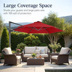 Best Choice Products 10ft Offset Cantilever Hanging Market Patio Umbrella, Smooth 360° Rotation, 8 Sturdy Ribs, Easy Adjustment - Red