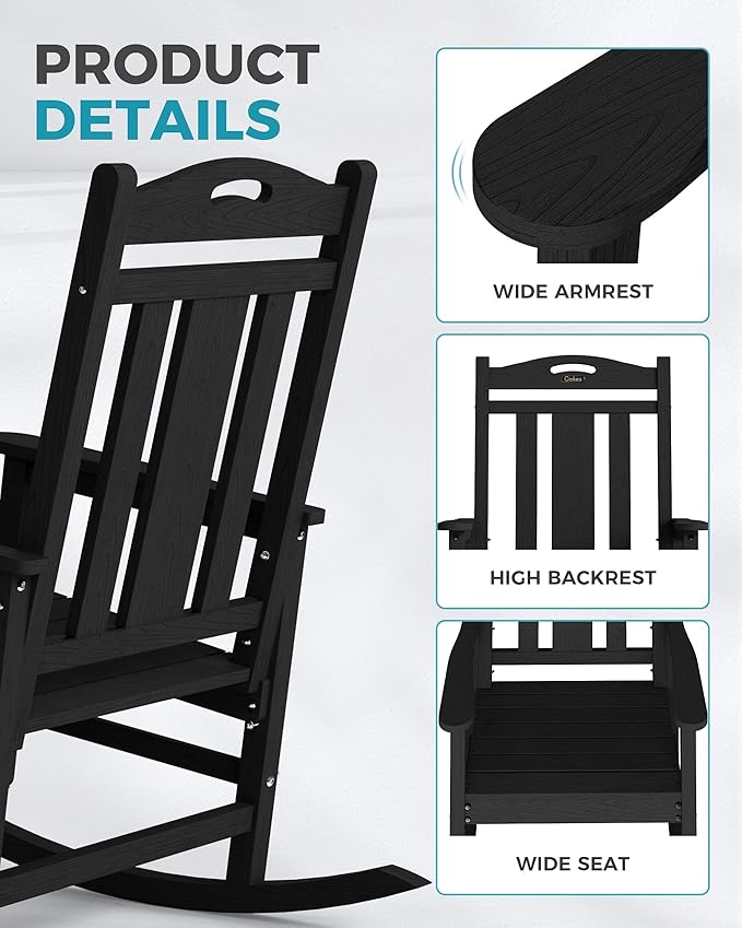 Oversized Outdoor Rocking Chairs Set of 4 – Black