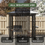 Aoxun Grill Gazebo 8 x 5FT, Outdoor Barbecue Gazebo with Double Polycarbonate Top, Aluminum Grill Canopy with Shelves for Patio, Lawn, Garden