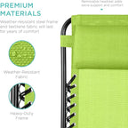 Best Choice Products Set of 2 Adjustable Steel Mesh Zero Gravity Lounge Chair Recliners w/Pillows and Cup Holder Trays - Lime Green