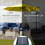 Best Choice Products 10ft Solar LED Offset Cantilever Hanging Market Patio Umbrella, 8 Sturdy Ribs, Easy Adjustment - Yellow