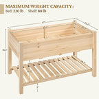 Yaheetech 47x23x32in Wooden Raised Garden Bed with Legs & Storage Shelf Horticulture Wooden Elevated Planter Box Vegetable Growing Bed for Flower/Herb/Backyard/Patio