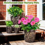 MIXC Clear Nursery Pots with Drainage Holes, 5/4/3.5 Inch Reinforced Transparent Plastic Seed Starter Pots, for Indoor Outdoor Gardening Seedling Planter, 30 Pack