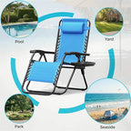 Homall Zero Gravity Chair Patio Folding Lawn Outdoor Lounge Gravity Camp Reclining Lounge Chair with Cup Holder Pillows for Poolside Backyard and Beach Set of 4 (Sky Blue)