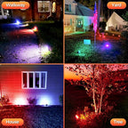 Solar Lights Outdoor Color Changing, 85 LEDs 9 Lighting Modes RGB Solar Outdoor Lights, IP67 Waterproof Multicolor Landscape Spotlights for Halloween Holiday Decorations (2 Pack)