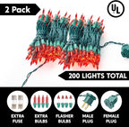 Indoor String Lights, 42.8 FT Red Incandescent Set with 200 T5 Bulbs