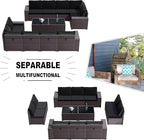 Kullavik 12 Pieces Outdoor Patio Furniture Set PE Wicker Rattan Sectional Sofa Patio Conversation Sets,Black