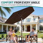 AreShark 7.5FT Patio Umbrella Table Market Umbrella with 6 Sturdy Ribs, Button Tilt/Crank, Heavy-Duty Outdoor Umbrellas for Pool, Deck, Garden and Backyard, Brown