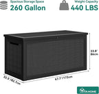 YITAHOME XXL 260 Gal Large Deck Box, Outdoor Resin Storage Box, Rattan Storage Container for Patio Furniture, Garden Tools, Waterproof, Lockable (Black)